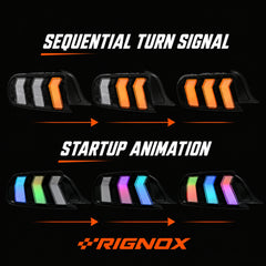 2015-2023 Ford Mustang S550 Euro Tri-Bar Sequential LED Tail Lights — sequential turn and start-up — T-MUS15-CRGB