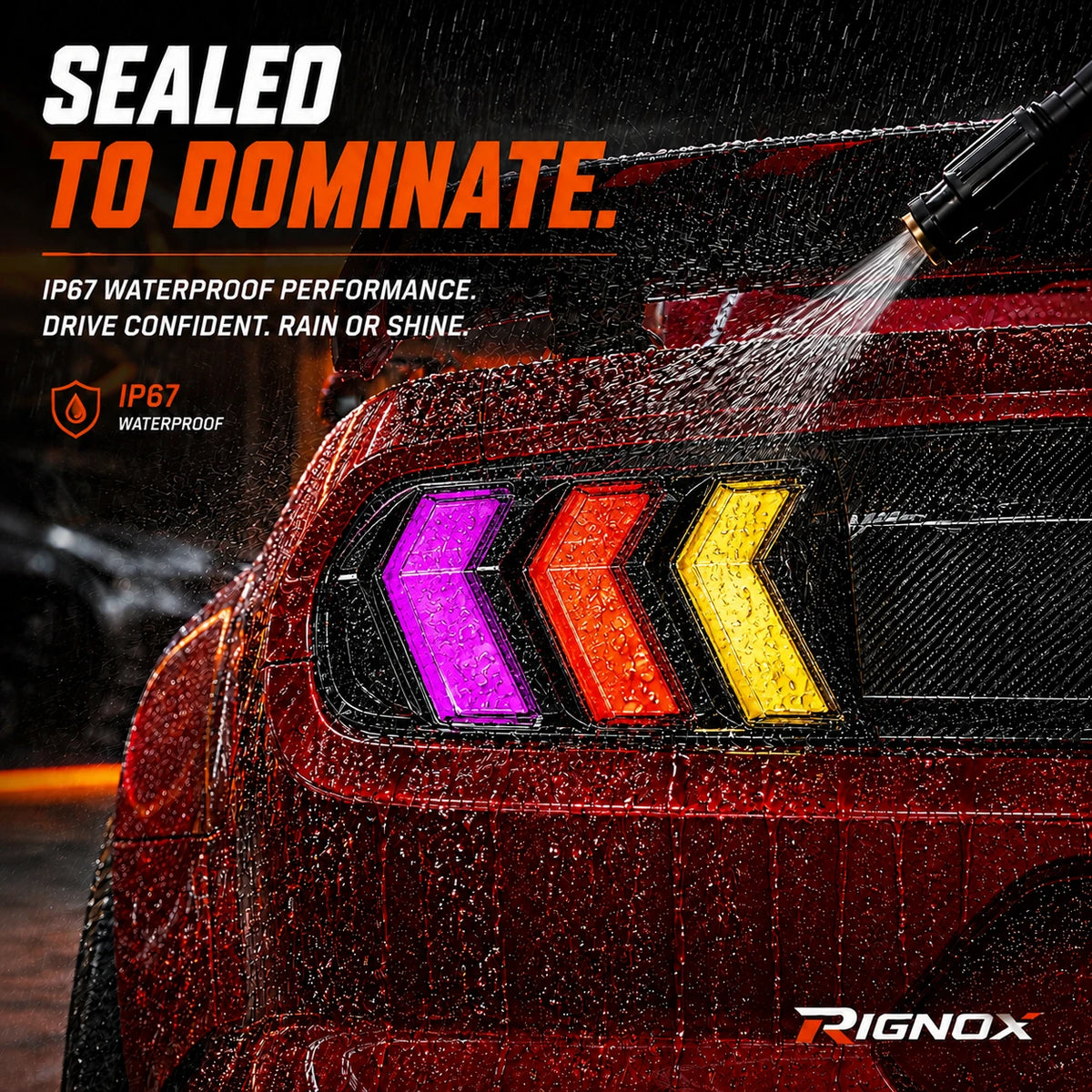 2015-2023 Ford Mustang S550 Euro Tri-Bar Sequential LED Tail Lights — waterproof — T-MUS15-CRGB