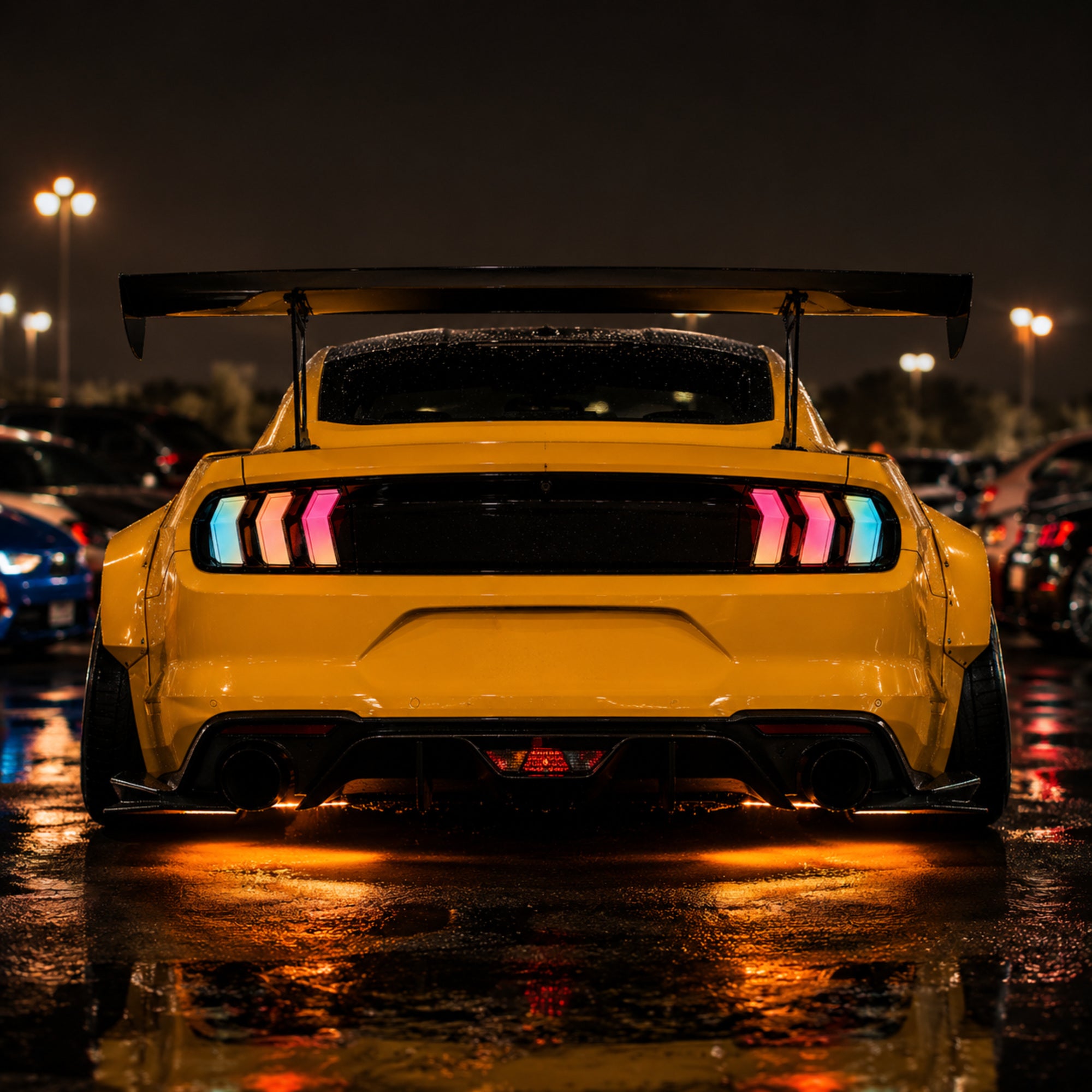 2015-2023 Ford Mustang S550 Sequential LED Tail Lights — euro tri bar sequential LED car meet revised01 - T-MUS15-CRGB