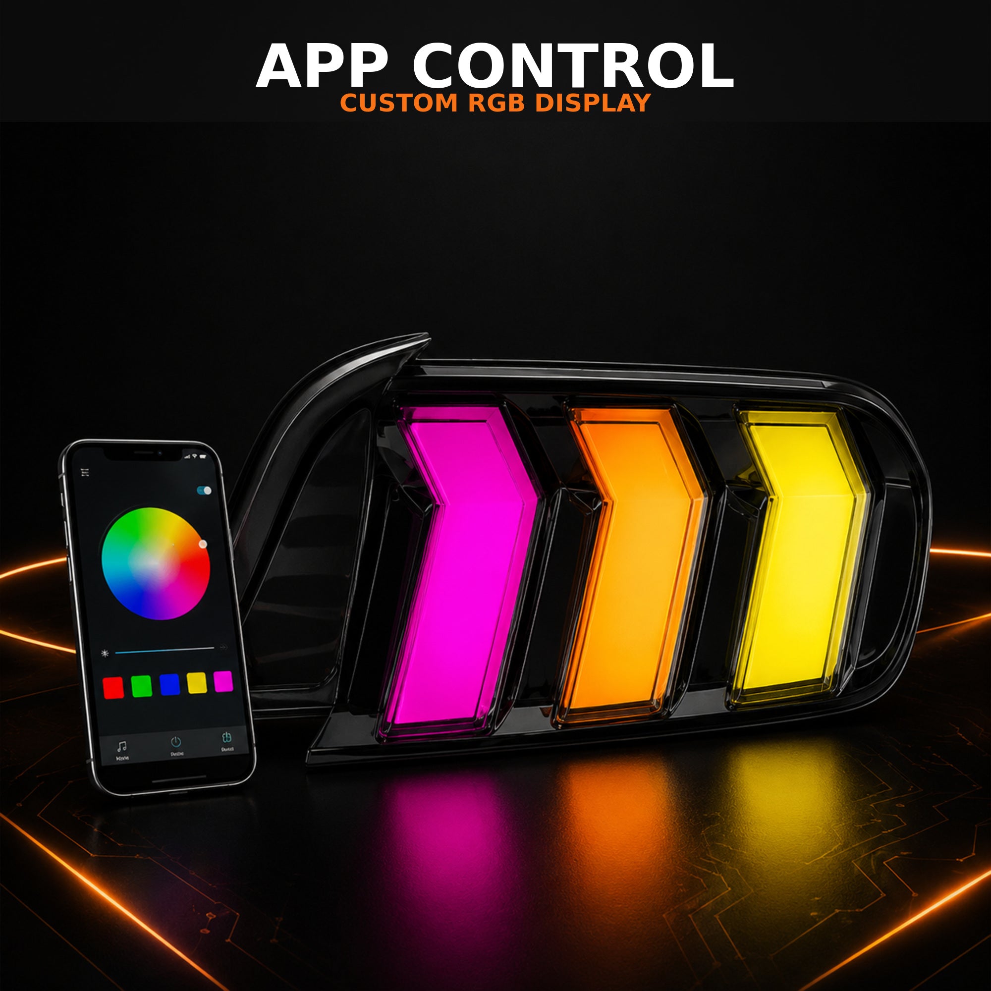 2015-2023 Ford Mustang S550 Sequential LED Tail Lights — smoked rgbsequential app control - T-MUS15-SRGB