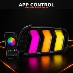 2015-2023 Ford Mustang S550 Sequential LED Tail Lights — smoked rgbsequential app control - T-MUS15-SRGB