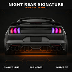 2015-2023 Ford Mustang S550 Sequential LED Tail Lights — smoked rgbsequential feature summary - T-MUS15-SRGB