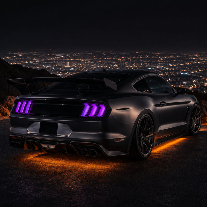 2015-2023 Ford Mustang S550 Sequential LED Tail Lights — smoked rgbsequential night purple - T-MUS15-SRGB