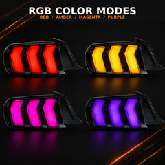 2015-2023 Ford Mustang S550 Sequential LED Tail Lights — smoked rgbsequential rgbcolors - T-MUS15-SRGB