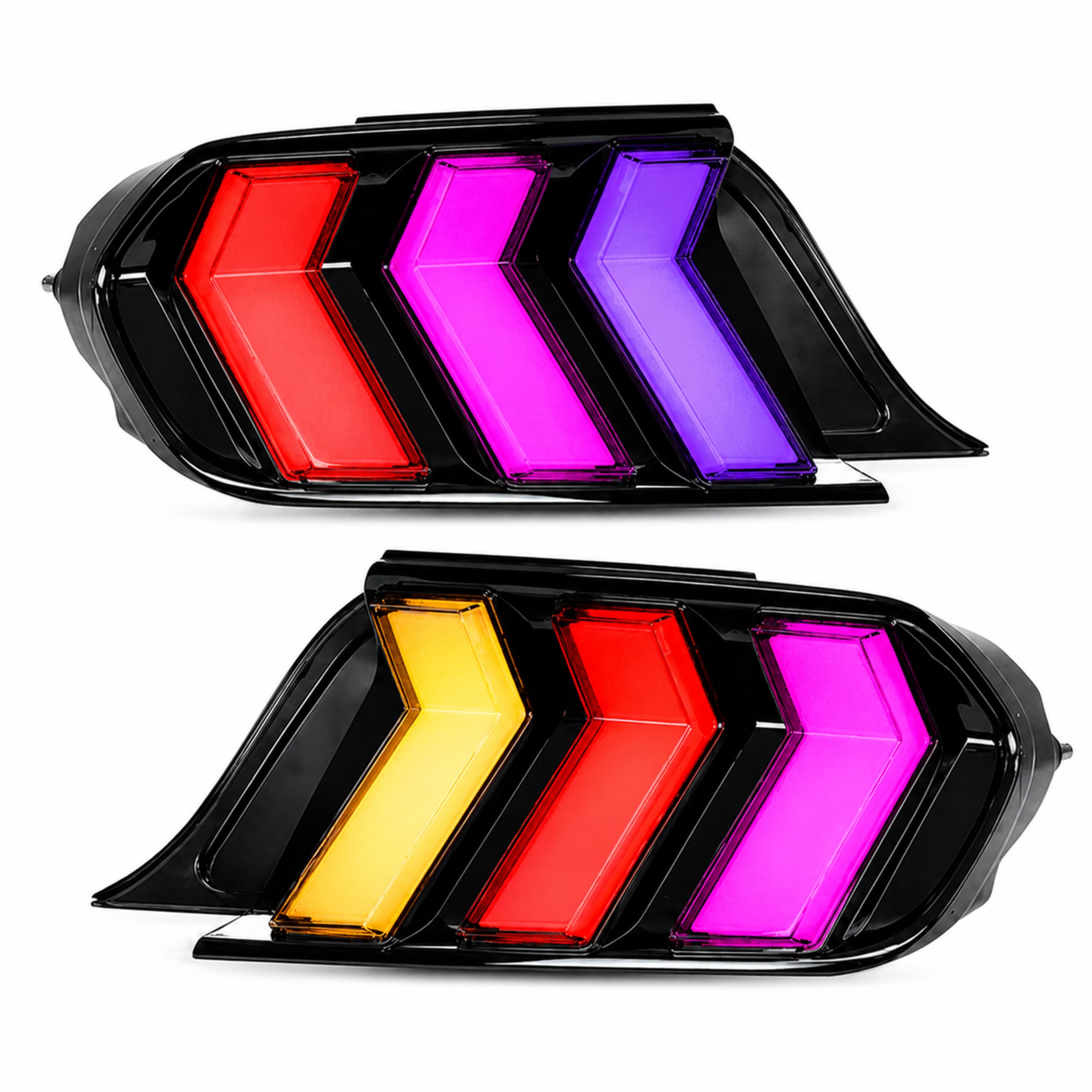 2015-2023 Ford Mustang S550 Sequential LED Tail Lights — smoked rgbsequential white background - T-MUS15-SRGB