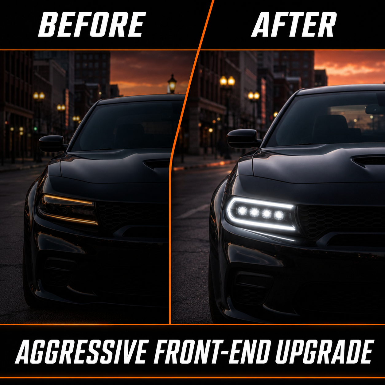 2015-2023 Dodge Charger LED Projector Headlights | Quad Design, White or RGB