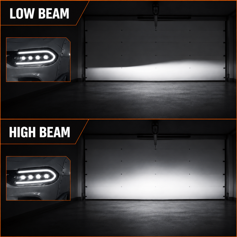 2015-2023 Dodge Charger LED Quad Projector Headlights — quad design white low high beam v2 - H-CHA15-CW