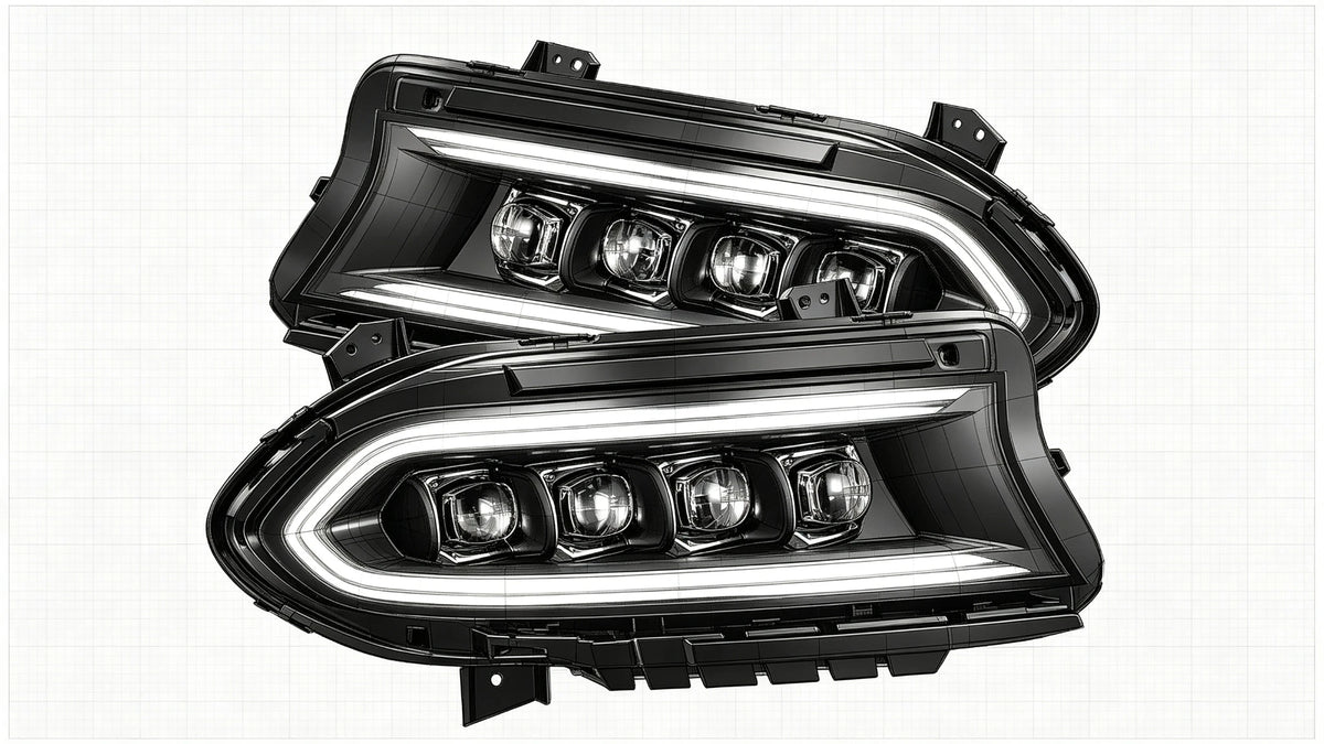 2015-2023 Dodge Charger LED Quad Projector Headlights Assembly Durango Style