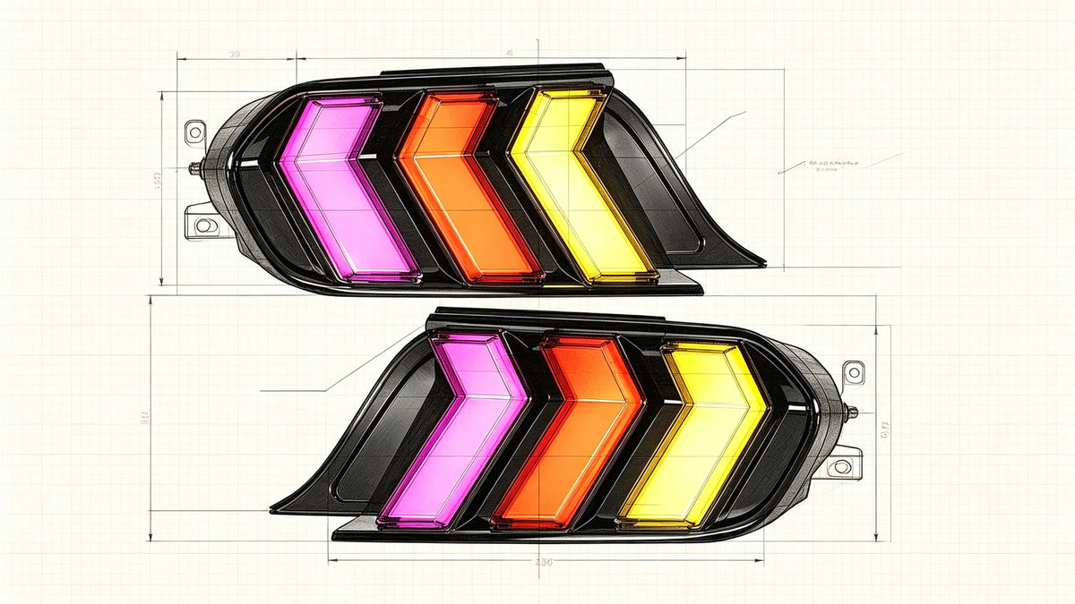 2015-2023 Ford Mustang S550 Sequential LED Tail Lights Assembly Euro Tri-Bar