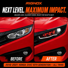 2016-2021 Honda Civic 10th Gen LED Projector Headlights — next level upgrade — H-CIV10-RGB
