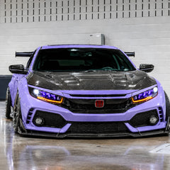 2016-2021 Honda Civic 10th Gen LED Projector Headlights — lights-on front view — H-CIV10-RP