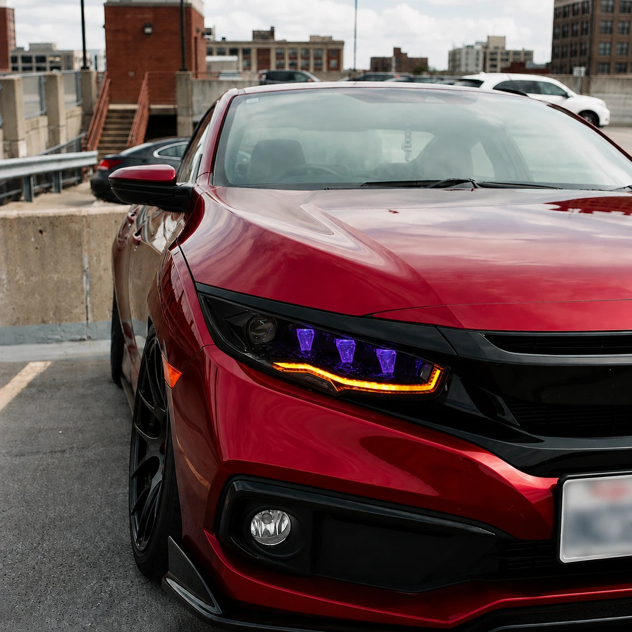 2016-2021 Honda Civic 10th Gen LED Projector Headlights — rooftop parking front view — H-CIV10-RP