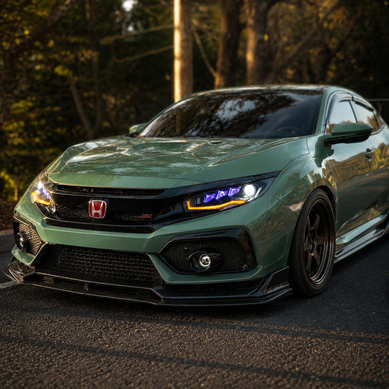 2016-2021 Honda Civic 10th Gen LED Projector Headlights — sunset view — H-CIV10-RP