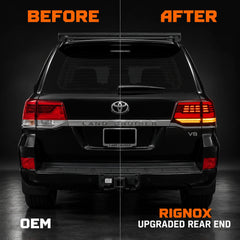2016-2021 Toyota Land Cruiser 200 Sequential LED Tail Lights Assembly — before after comparison — T-LC200-16-SR