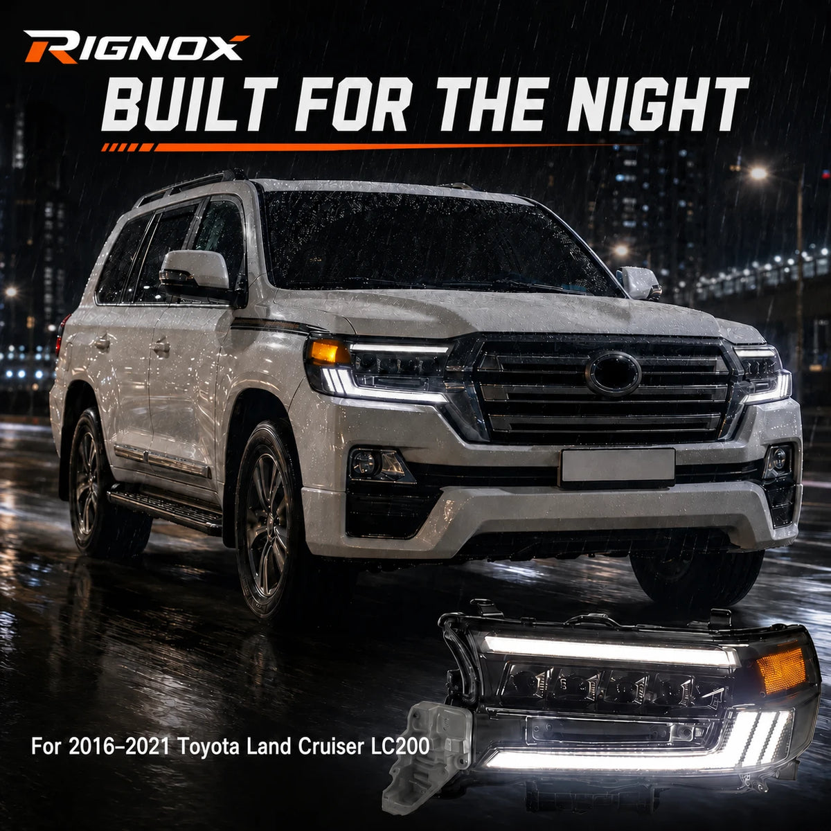 2016-2021 Toyota Land Cruiser 200 LED Quad Projector Headlights Assembly — built for the night — H-LC200-16