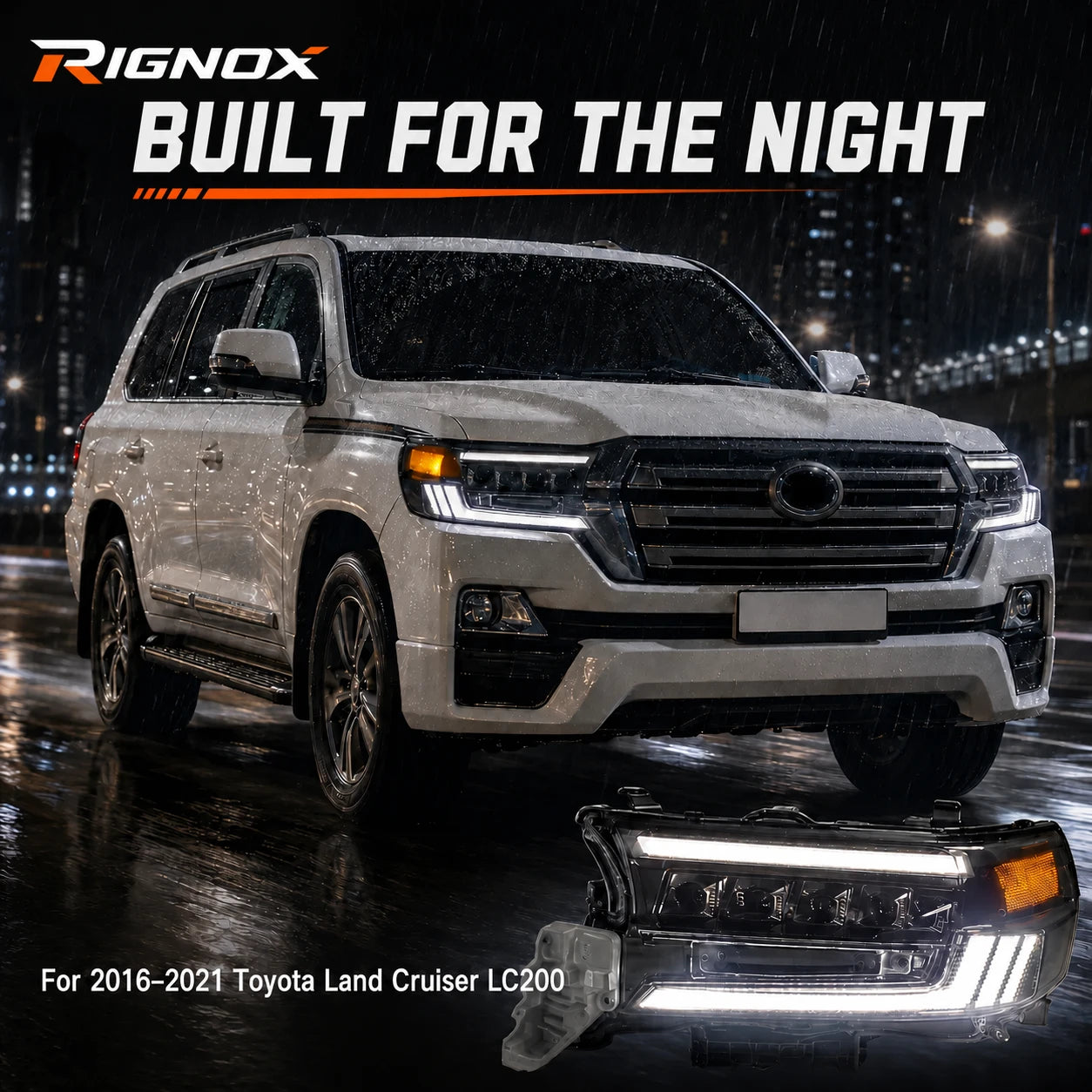 2016-2021 Toyota Land Cruiser 200 LED Quad Projector Headlights Assembly — built for the night — H-LC200-16
