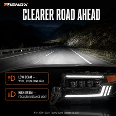 2016-2021 Toyota Land Cruiser 200 LED Quad Projector Headlights Assembly — clearer road ahead — H-LC200-16