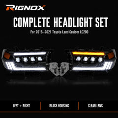 2016-2021 Toyota Land Cruiser 200 LED Quad Projector Headlights Assembly — complete set — H-LC200-16