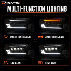 2016-2021 Toyota Land Cruiser 200 LED Quad Projector Headlights Assembly — full led lighting functions — H-LC200-16