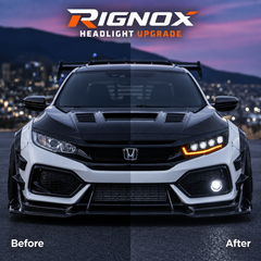 2016-2021 Honda Civic 10th Gen LED Projector Headlights — compare — H-CIV10-CW