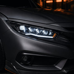 2016-2021 Honda Civic 10th Gen LED Projector Headlights — white drlclose up - H-CIV10-CW