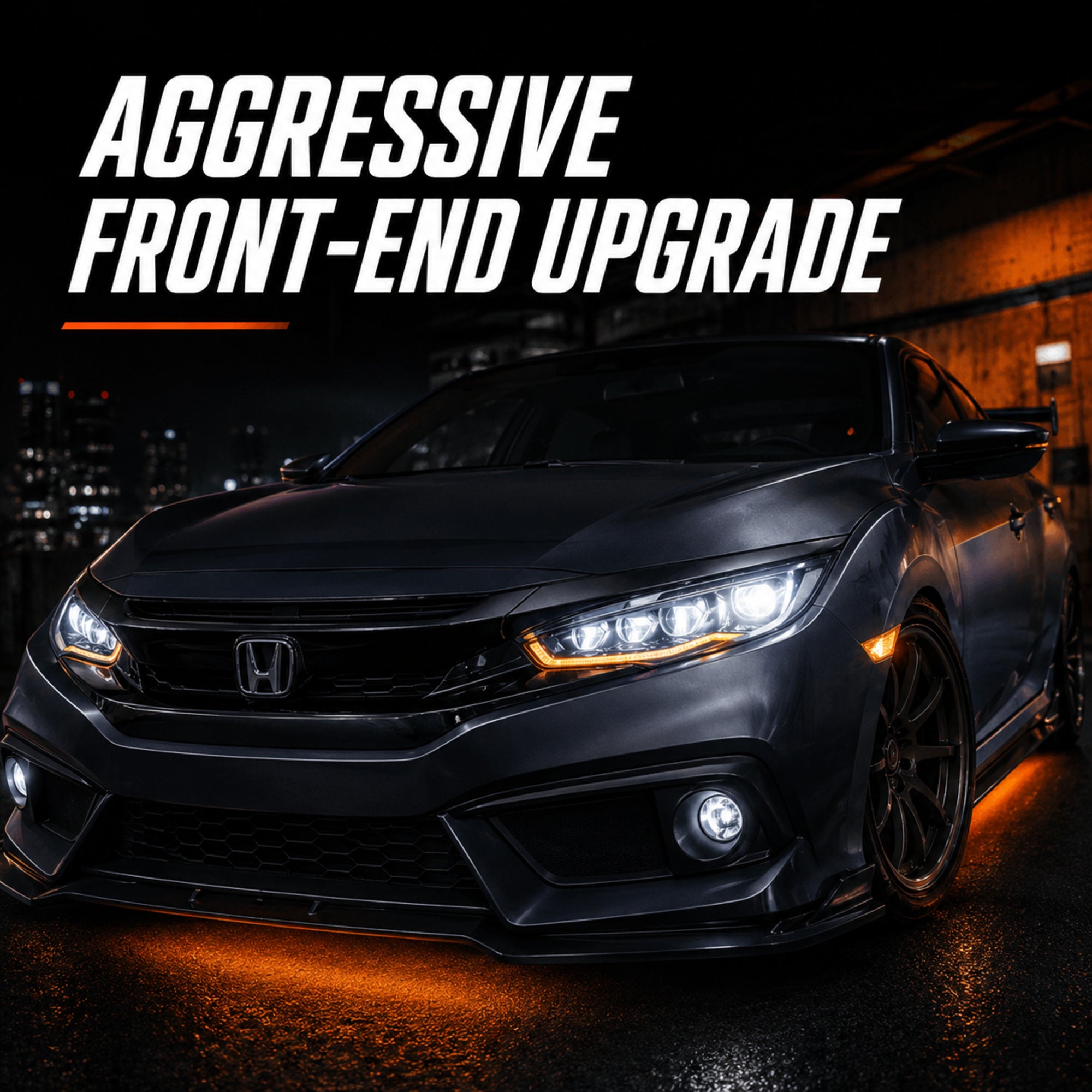 2016-2021 Honda Civic 10th Gen LED Projector Headlights — white front end upgrade - H-CIV10-CW