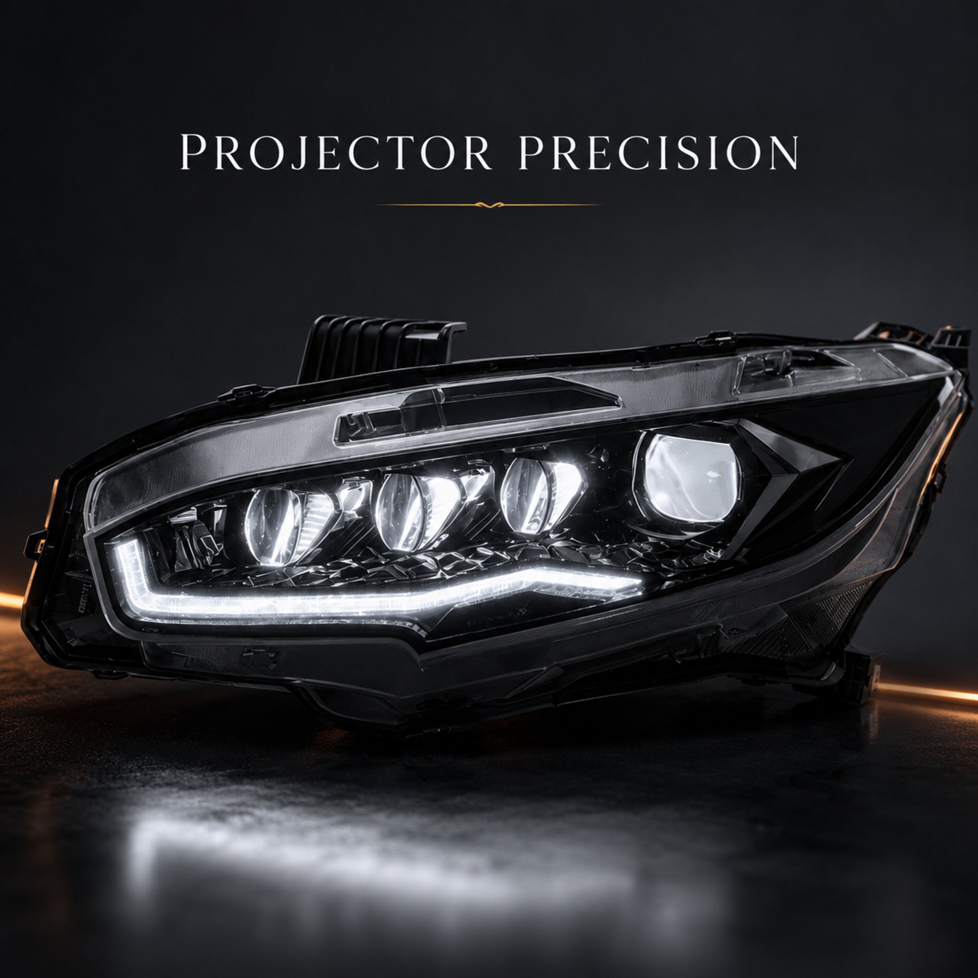 2016-2021 Honda Civic 10th Gen LED Projector Headlights — white projector precision - H-CIV10-CW