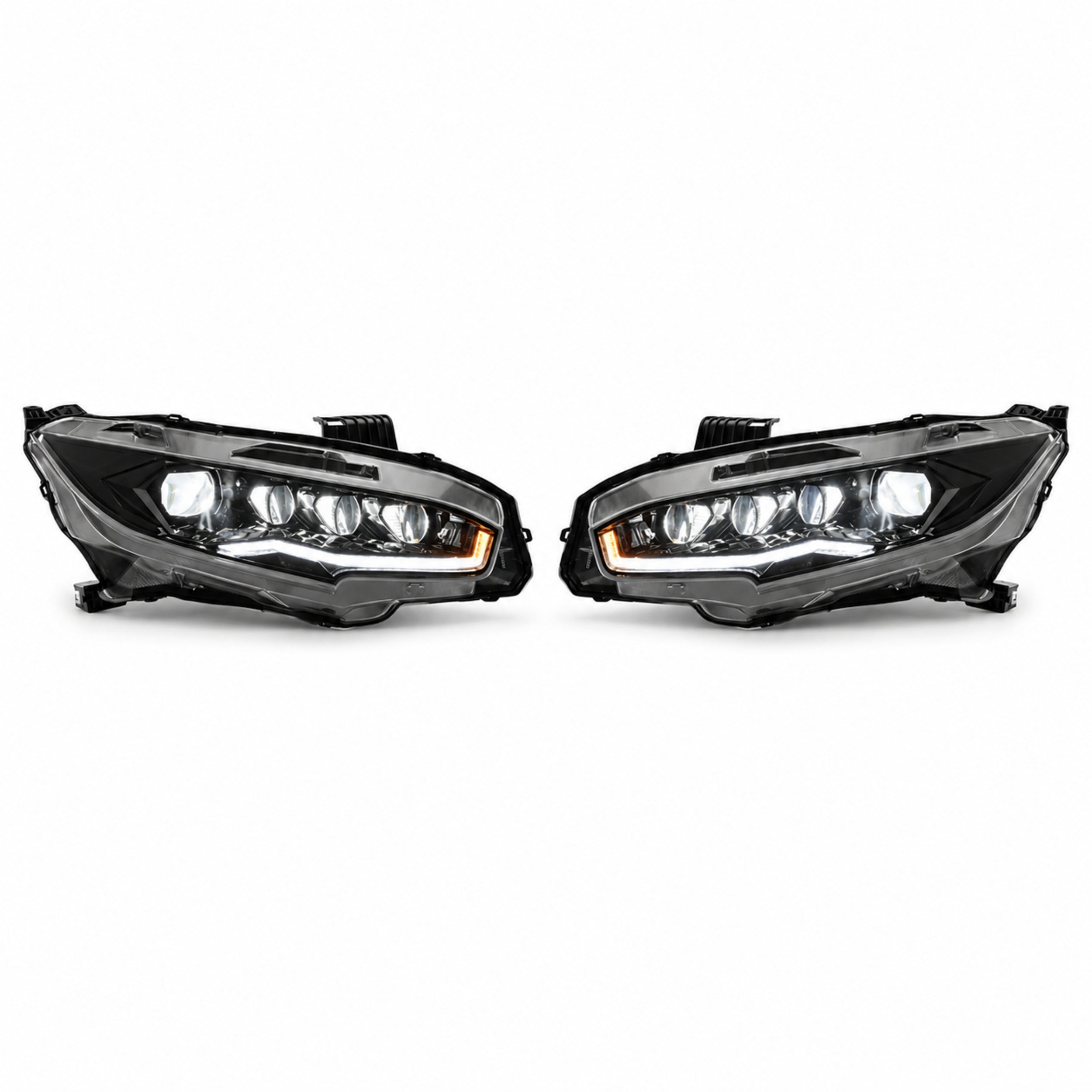 2016-2021 Honda Civic (10th Gen) LED Projector Headlights - Universal Fit, All Trims & Factory Types | White / RGB / Rotating Purple