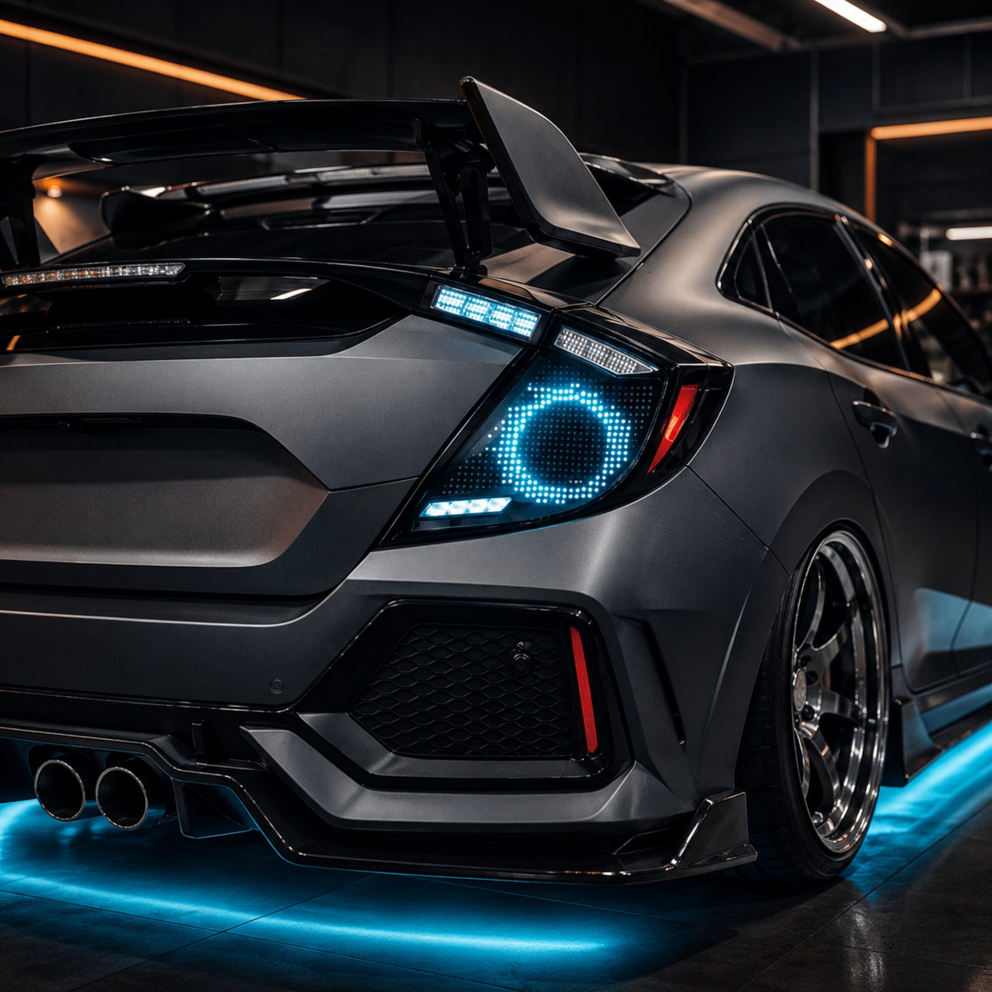 2016-2021 Honda Civic 10th Gen Hatchback LED Tail Lights | Smoke Red / RGB / Digital, Sequential-36
