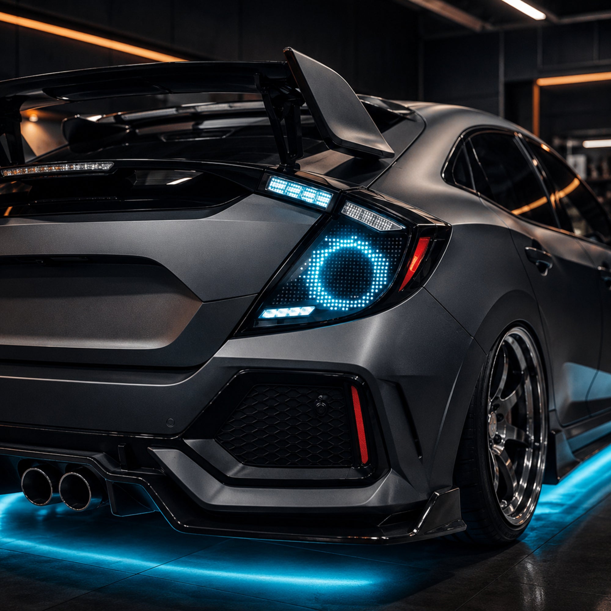 2016-2021 Honda Civic 10th Gen Hatchback LED Tail Lights | Smoke Red / RGB / Digital, Sequential-36