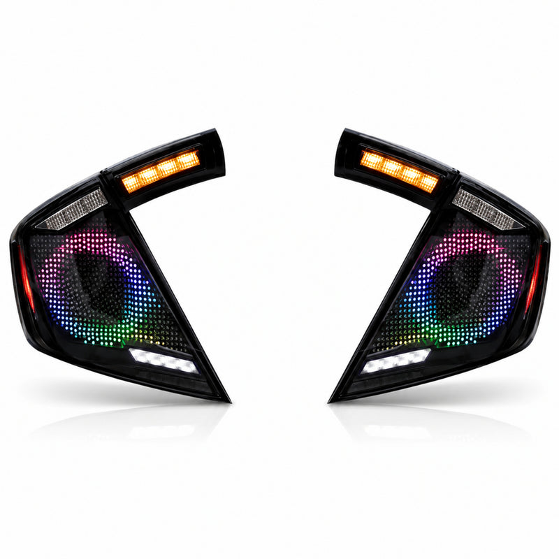 2016-2021 Honda Civic 10th Gen Hatchback LED Tail Lights | Smoke Red / RGB / Digital, Sequential-30