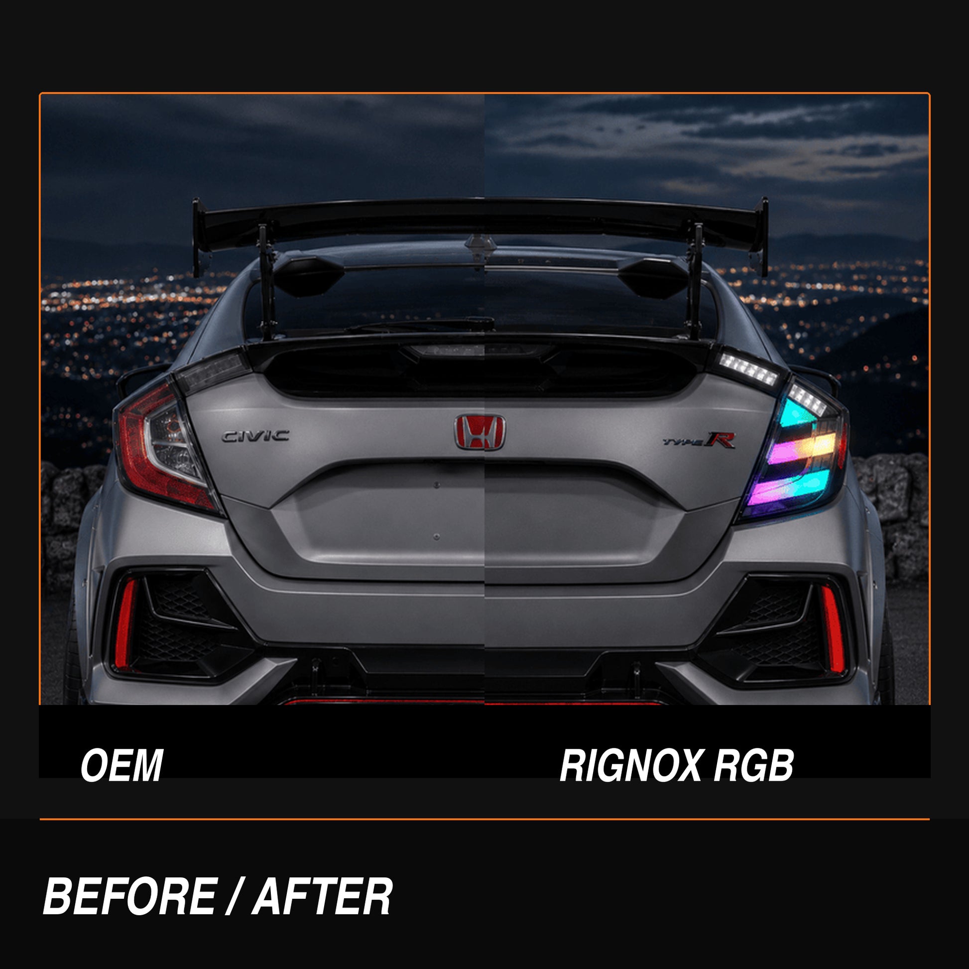 2016-2021 Honda Civic 10th Gen Hatchback LED Tail Lights | Smoke Red / RGB / Digital, Sequential-17