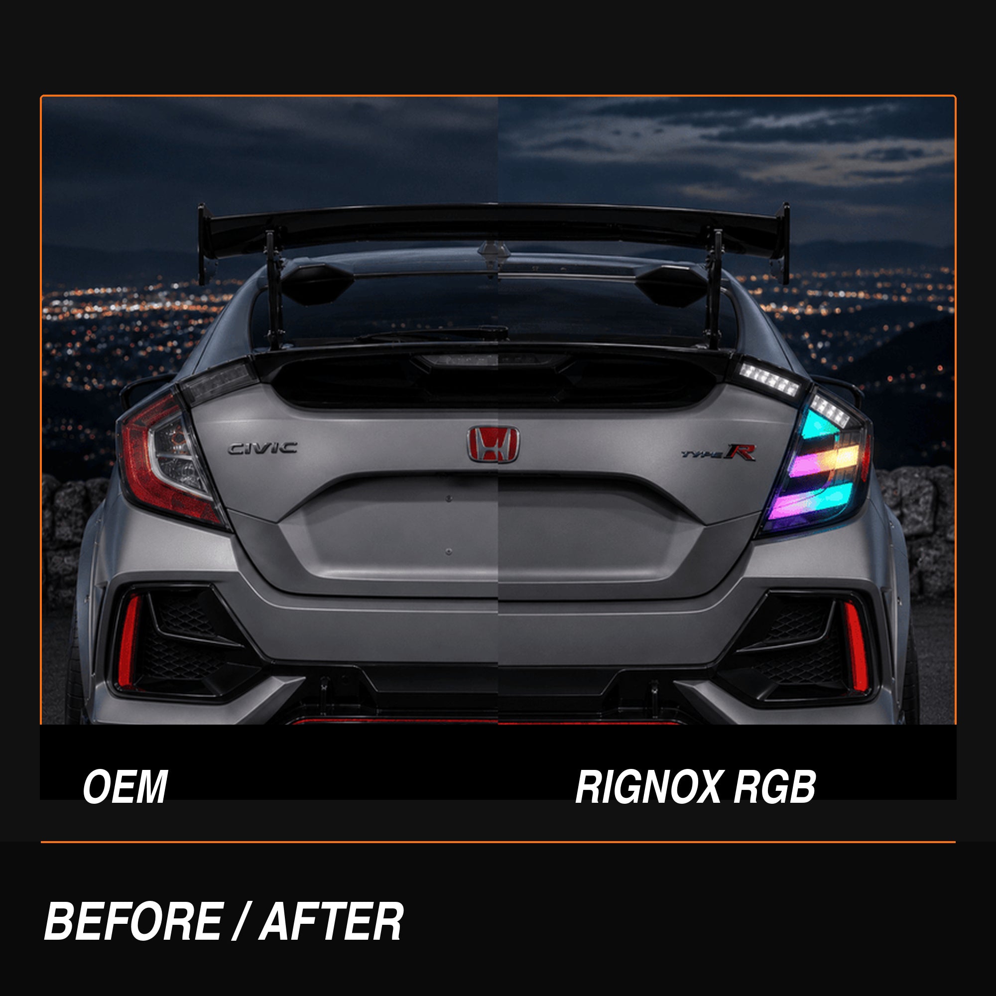 2016-2021 Honda Civic 10th Gen Hatchback LED Tail Lights | Smoke Red / RGB / Digital, Sequential-17