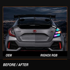 2016-2021 Honda Civic 10th Gen Hatchback LED Tail Lights | Smoke Red / RGB / Digital, Sequential-17