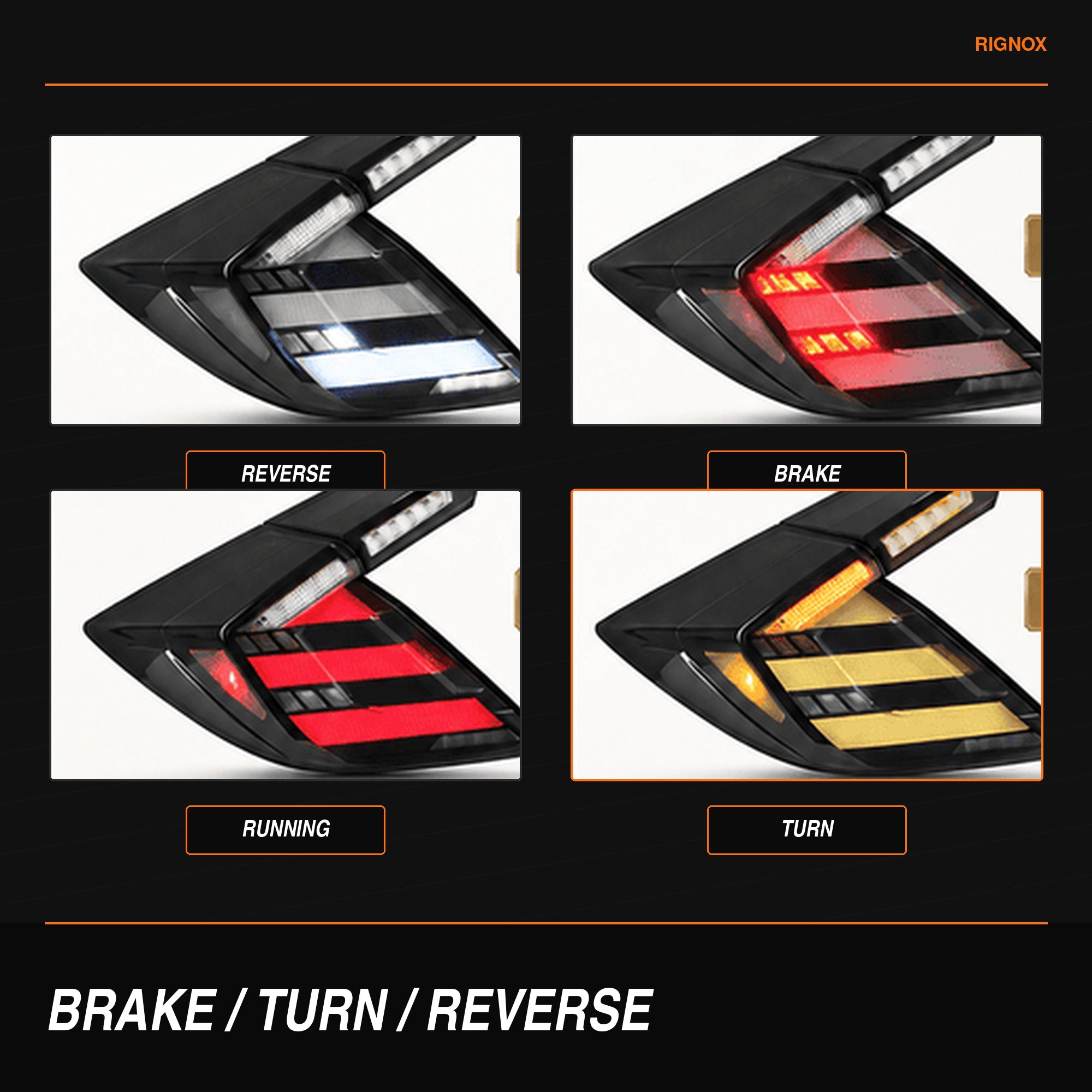 2016-2021 Honda Civic 10th Gen Hatchback LED Tail Lights | Smoke Red / RGB / Digital, Sequential-26