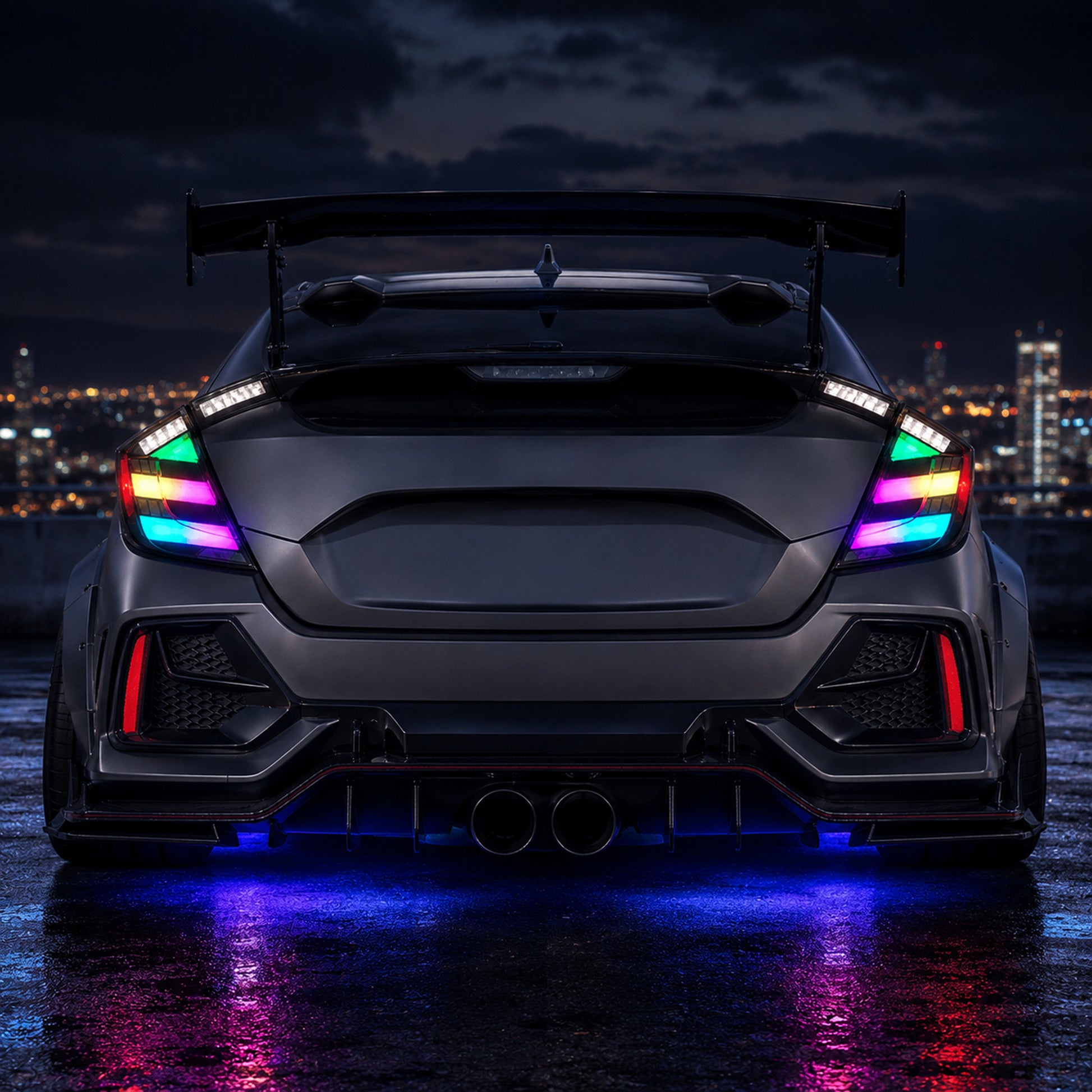2016-2021 Honda Civic 10th Gen Hatchback LED Tail Lights | Smoke Red / RGB / Digital, Sequential-19