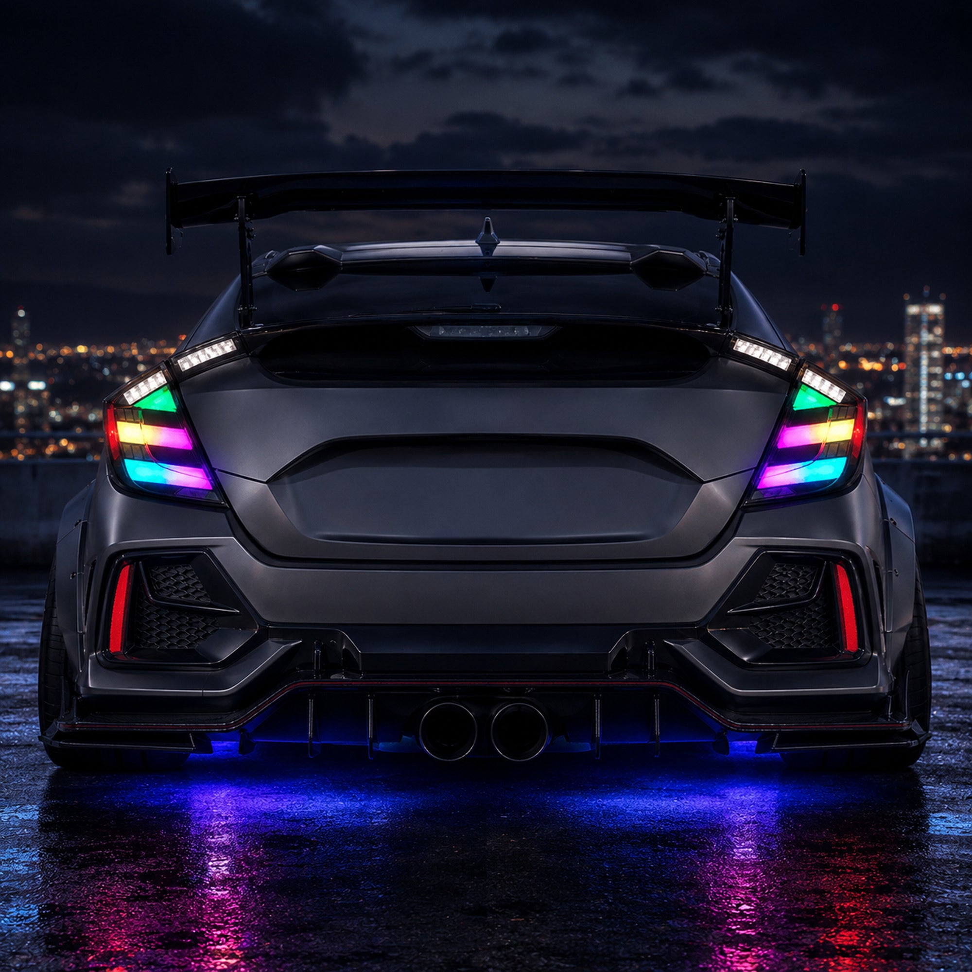 2016-2021 Honda Civic 10th Gen Hatchback LED Tail Lights | Smoke Red / RGB / Digital, Sequential-19
