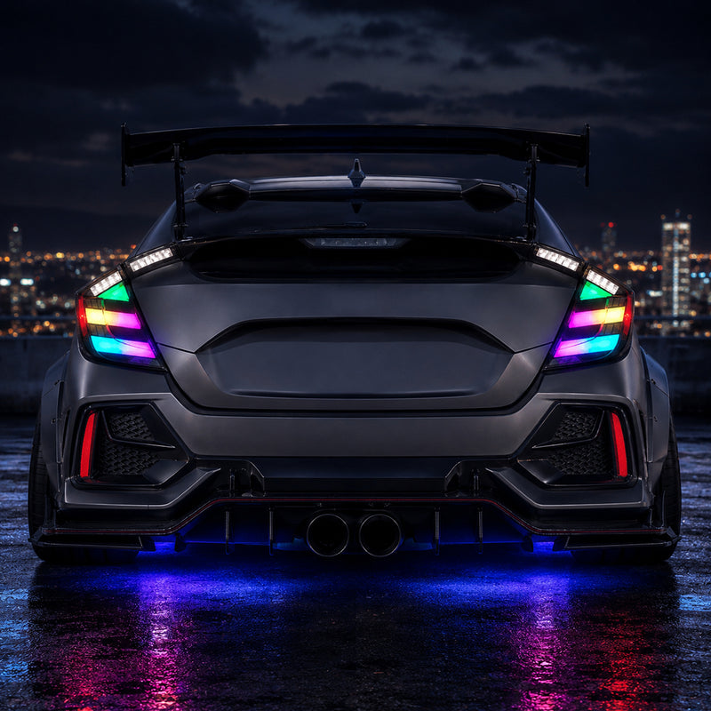2016-2021 Honda Civic 10th Gen Hatchback LED Tail Lights | Smoke Red / RGB / Digital, Sequential-19