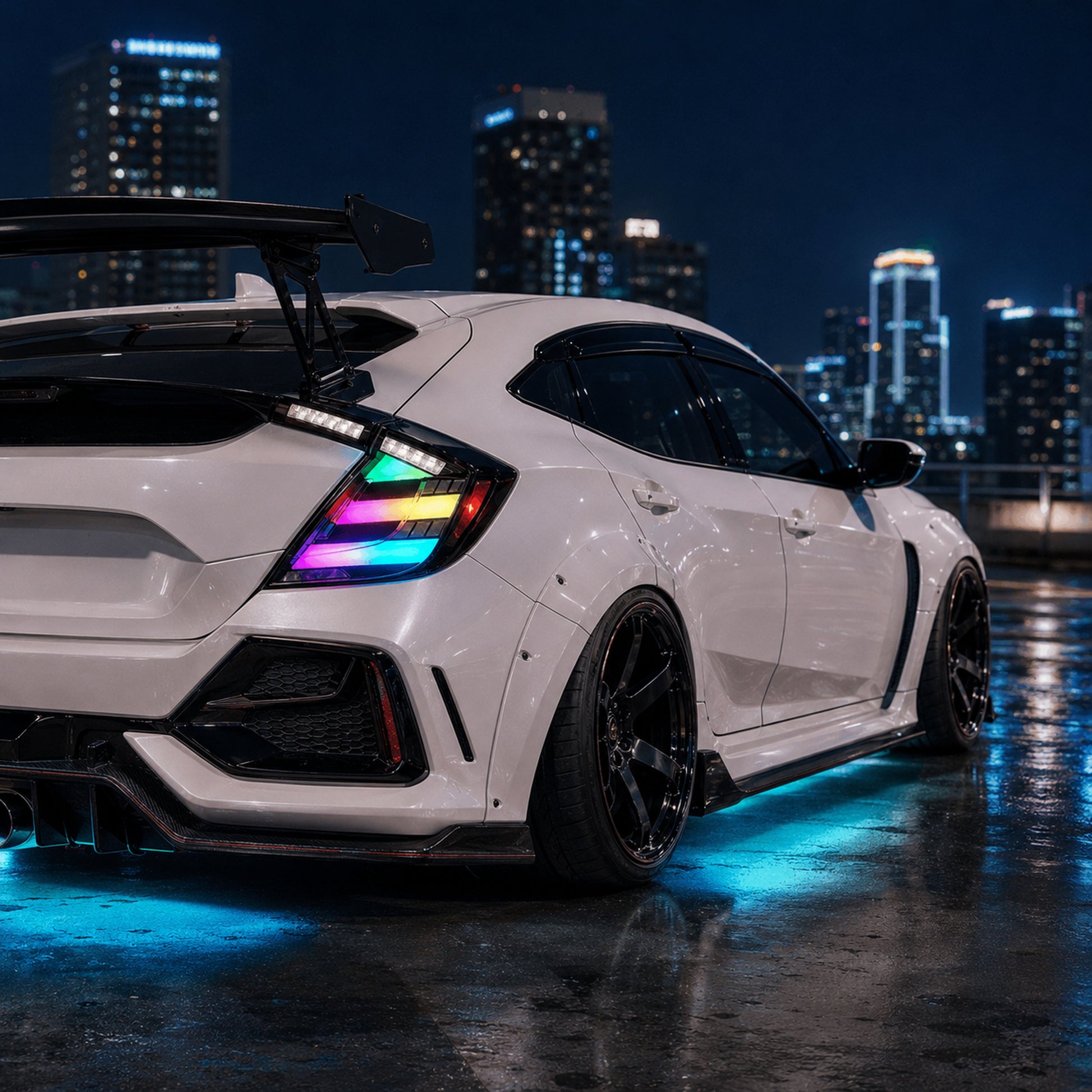 2016-2021 Honda Civic 10th Gen Hatchback LED Tail Lights | Smoke Red / RGB / Digital, Sequential-20