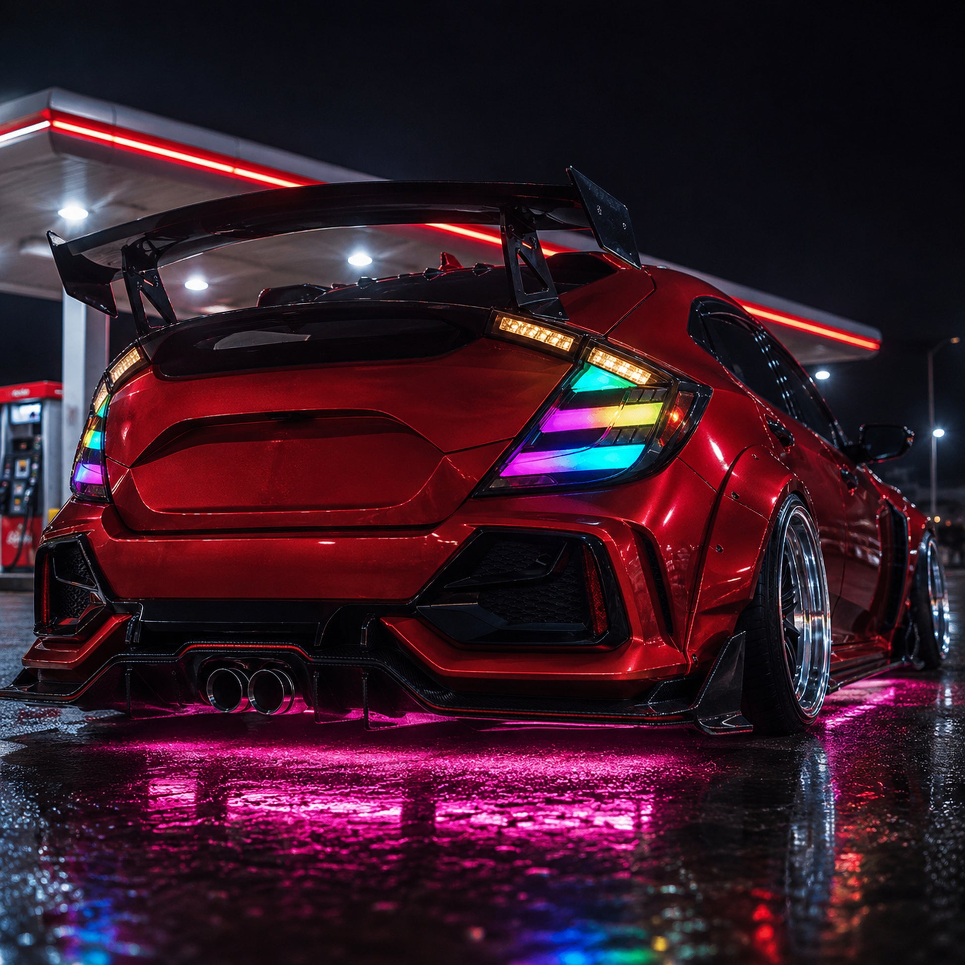 2016-2021 Honda Civic 10th Gen Hatchback LED Tail Lights | Smoke Red / RGB / Digital, Sequential-22