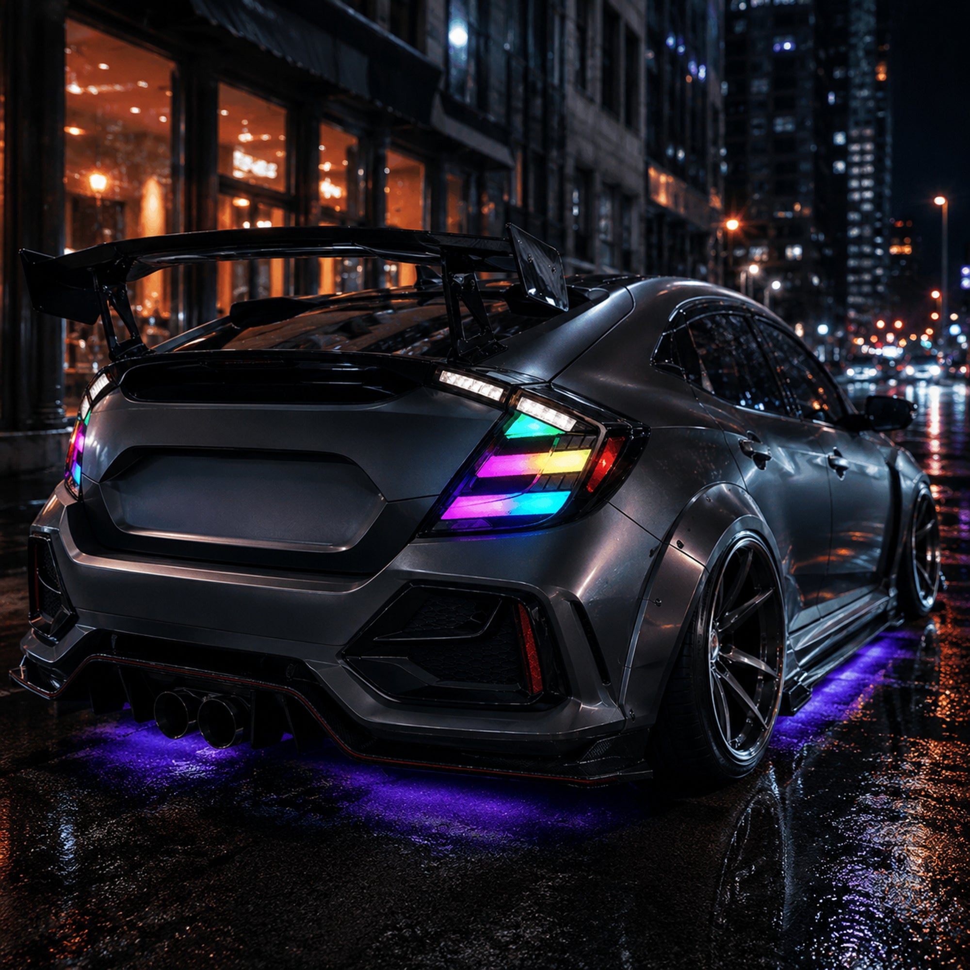 2016-2021 Honda Civic 10th Gen Hatchback LED Tail Lights | Smoke Red / RGB / Digital, Sequential-23