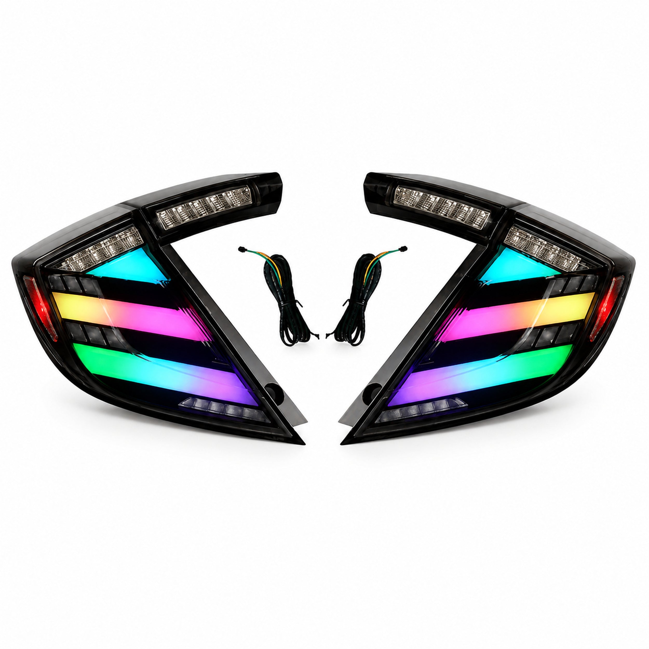 2016-2021 Honda Civic 10th Gen Hatchback LED Tail Lights | Smoke Red / RGB / Digital, Sequential-16