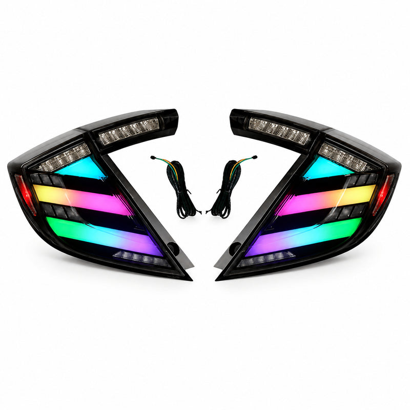 2016-2021 Honda Civic 10th Gen Hatchback LED Tail Lights | Smoke Red / RGB / Digital, Sequential-16