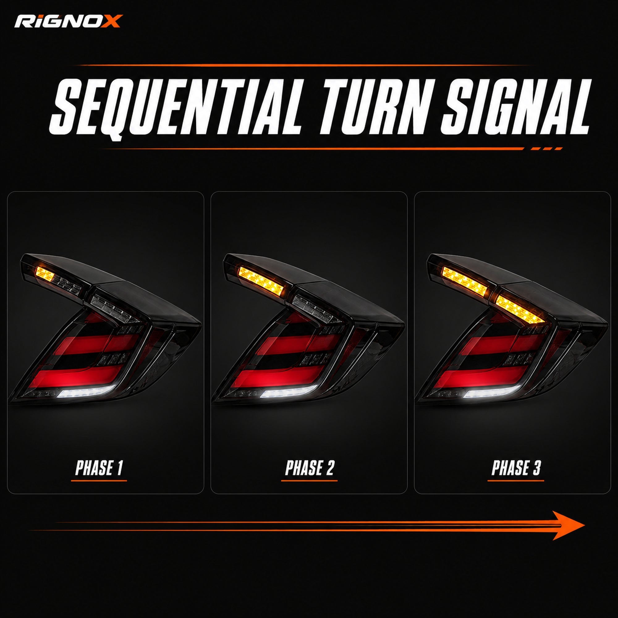 2016-2021 Honda Civic 10th Gen Hatchback LED Tail Lights | Smoke Red / RGB / Digital, Sequential-12