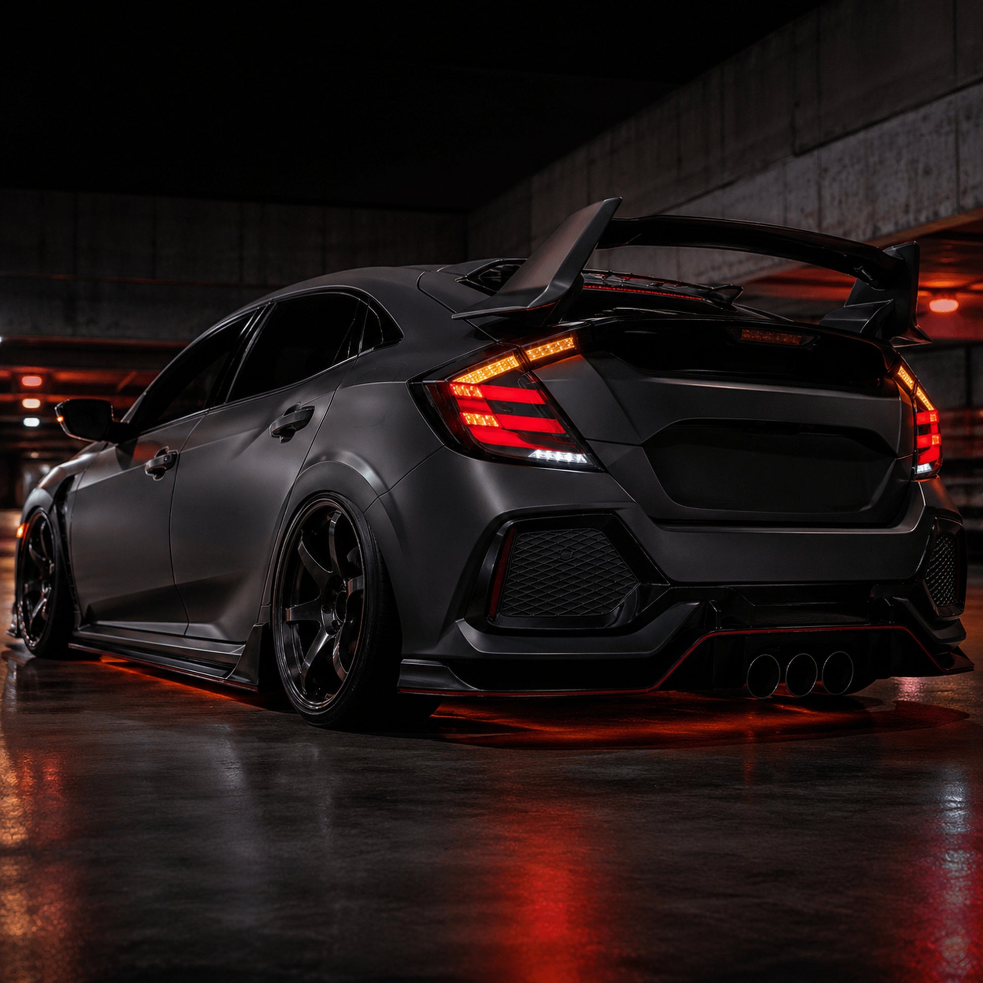 2016-2021 Honda Civic 10th Gen Hatchback LED Tail Lights | Smoke Red / RGB / Digital, Sequential-4