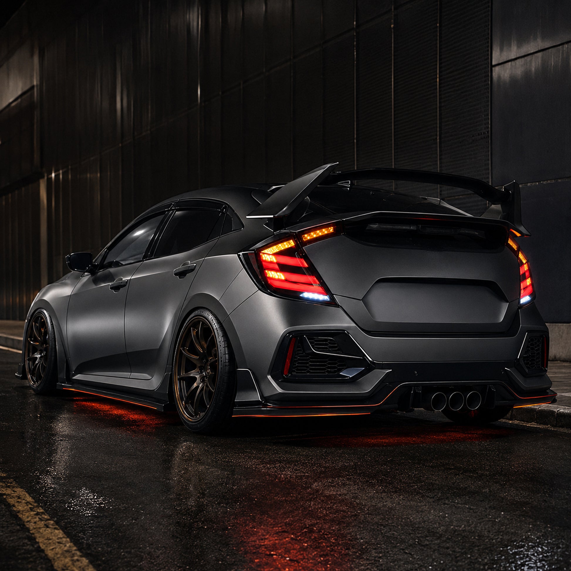 2016-2021 Honda Civic 10th Gen Hatchback LED Tail Lights | Smoke Red / RGB / Digital, Sequential-5
