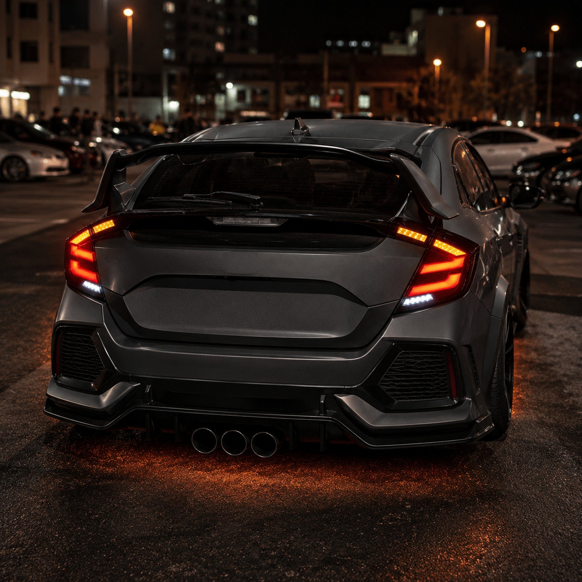 2016-2021 Honda Civic 10th Gen Hatchback LED Tail Lights | Smoke Red / RGB / Digital, Sequential-6