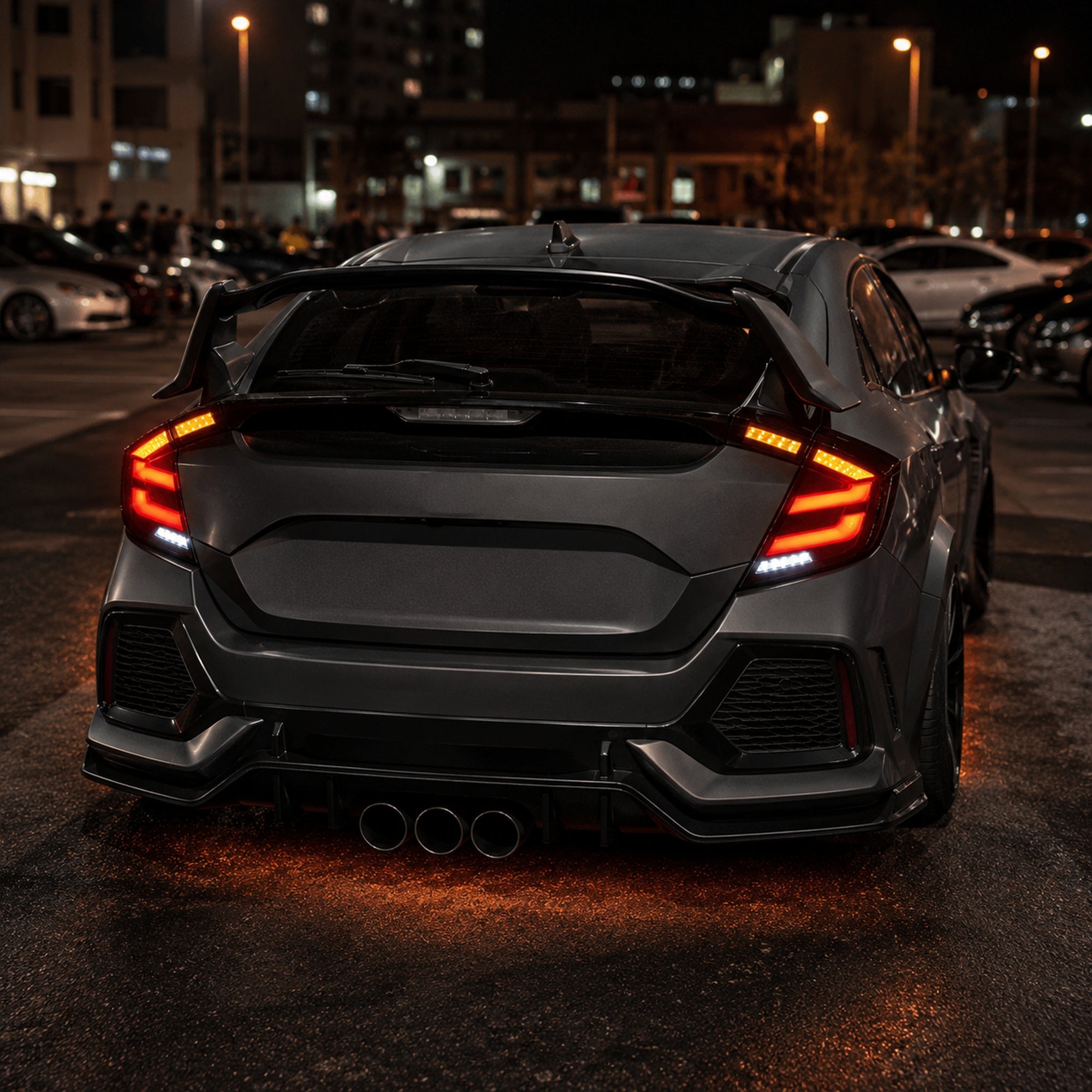 2016-2021 Honda Civic 10th Gen Hatchback LED Tail Lights | Smoke Red / RGB / Digital, Sequential-6