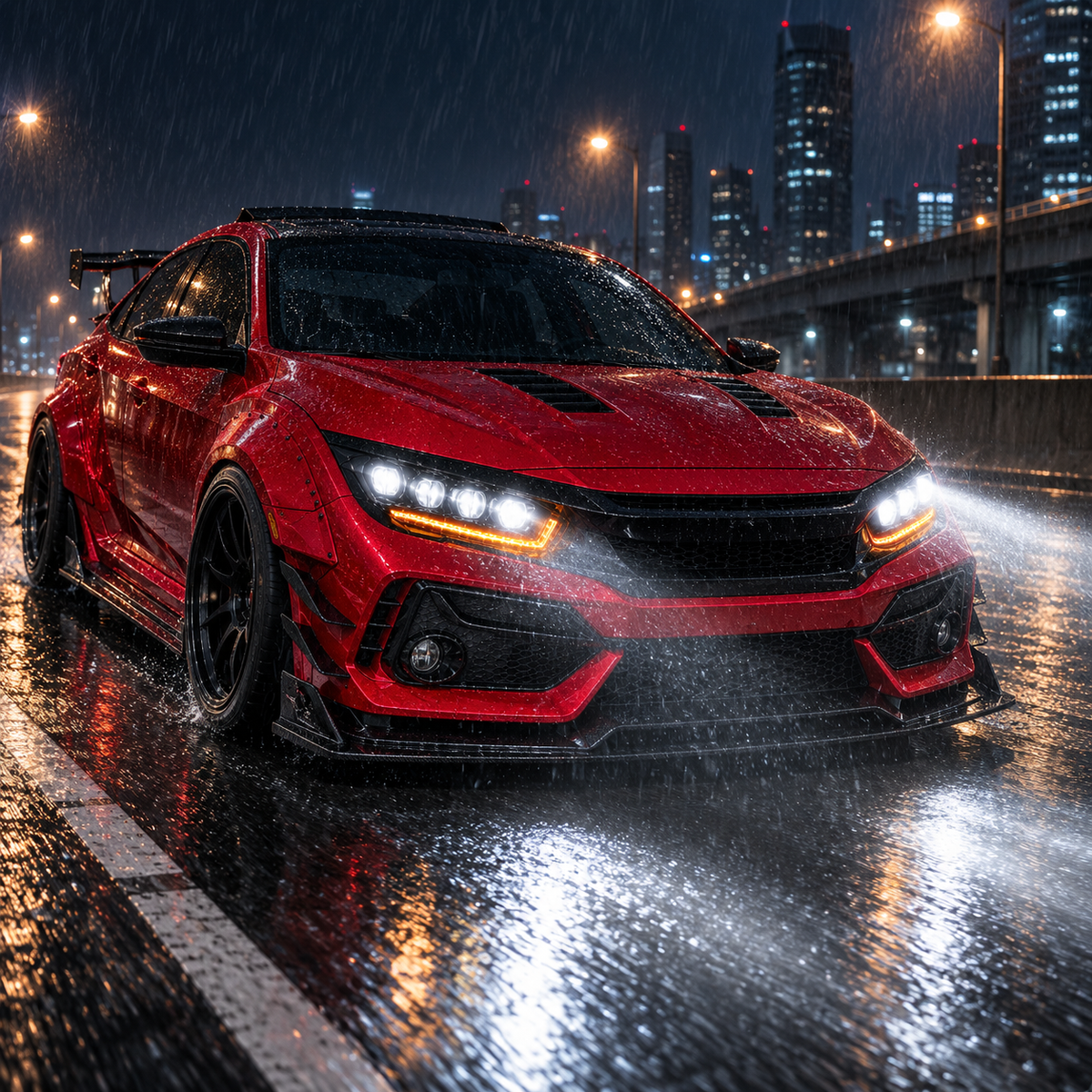 2016-2021 Honda Civic 10th Gen LED Projector Headlights rain— H-CIV10-CW