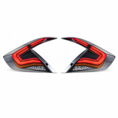 2016-2021 Honda Civic 10th Gen Sedan Sequential LED Tail Lights — clear red white background lit - T-CIV10-SS-CR
